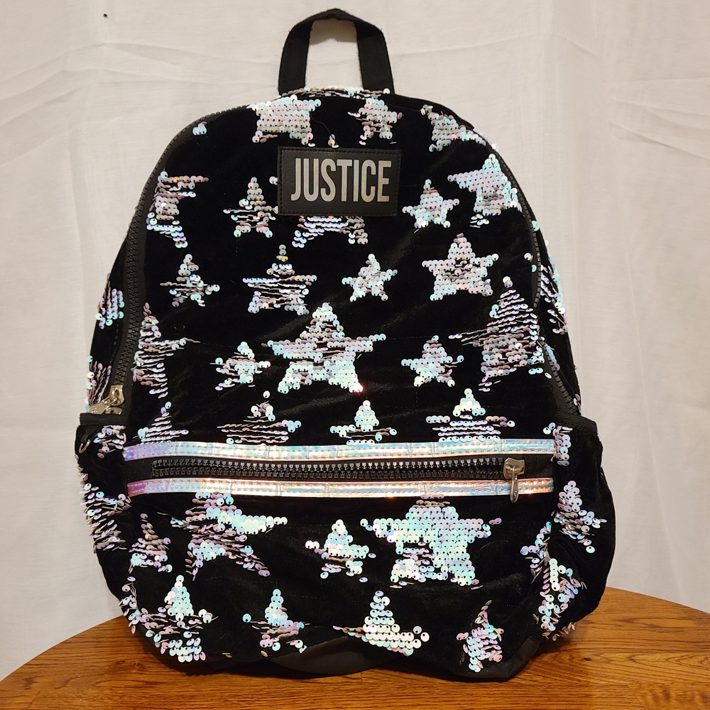 Justice Black and Silver Sequin Backpack